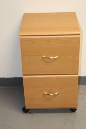 Two Drawer Wood File Cabinet On Wheels