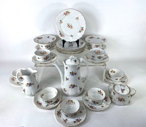 Antique Wurttemberg Mixed Porcelain Set - Tera Set With Cups Saucers And Sandwich Plates