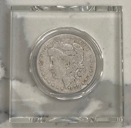 1879 Morgan Silver Dollar In Glass Display