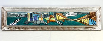 Vintage Brooklyn Themed Ceramic Tile Art - Framed