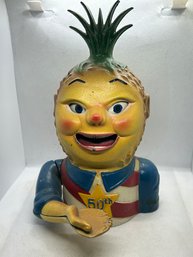 RARE Original 'PENNY PINEAPPLE' Mechanical Bank In Excellent Condition- Commemmorating Hawaii As 50th State