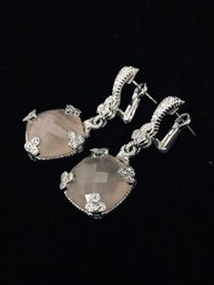 Silver Gem Dangle Earrings 557