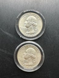 2 Silver Washington Quarters 1964, 1964-D