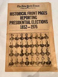 The New York Times 'Historical Front Pages Reporting Presidential Elections 1852-1976'