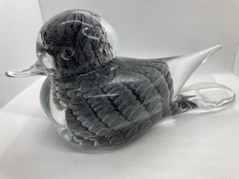 Very Fine V NASON FOR MURANO Art Glass Mallard Sculpture With Controlled Bubble And Grey Smoke Feathers