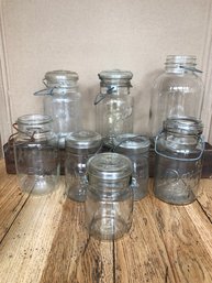 8 Vintage Mason Jars/ 4 Lids