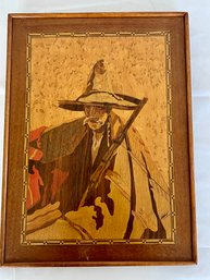 Vintage Marquetry Panel From Monterrey Mexico - Inlaid Wood Mosaic Art - Signed