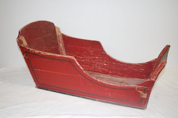 Antique Handmade Wooden Red Sleigh - Great Patina!