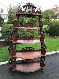 Fabulous Large Antique Walnut Victorian Etagere - Seen Hundreds Of These Over The Years - THIS IS NICEST !