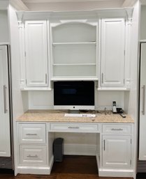 A Custom Birchcraft Granite Top Work Station With Upper Cabinets