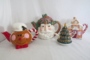 A Grouping Of Ceramic Holiday Teapots