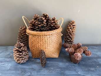 Large Pine Cones In Basket And More