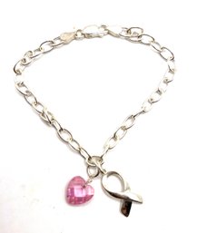 Italian Sterling Silver With Charms Chain Bracelet