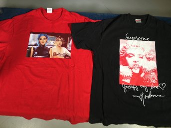 Two Fantastic SUPREME T Shirts - Madonna - Justify My Love - Size M And Two Girls Size L - Nice Shirts !