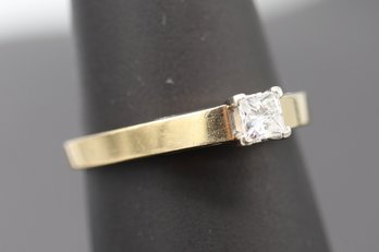 .25 Carat Solitaire Square Cut Diamond Ring In 14k Yellow Gold