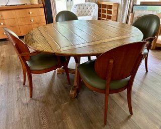 Vintage Solid Wood Round Drop Leaf Table, Converts To Card Table