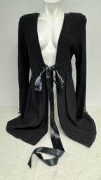 A JENNIFER ROBERTS Black Sweater With Ribbon Tie Size 8