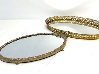 A Pair Of Vintage Mirrored Vanity Trays