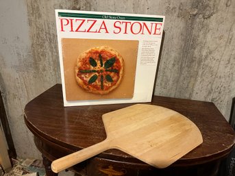 Old Stone Oven Pizza Stone 14 X 16 NEW IN BOX  And Wood Pizza Paddle