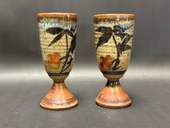 A Pretty Pair Of Studio Pottery Goblets