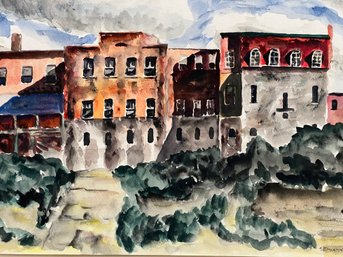 Jacob Semiatin Watercolor Craig Field, Selma ALA Signed And Dated