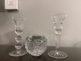 Waterford And Orrefors Crystal Candle Holders