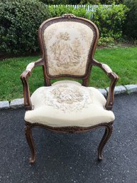 Lovely Vintage French Style Armchair With Needlepoint Upholstery - Very Nice Vintage Chair - Nice Patina !