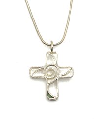 Vintage Sterling Silver Cross Smooth Chain Necklace