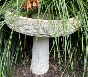 Painted Cement Bird Bath