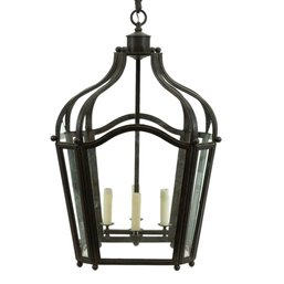 A Gigantic Wrought Iron Dennis & Leen Navarre Lantern - 8 Light - Clear Glass