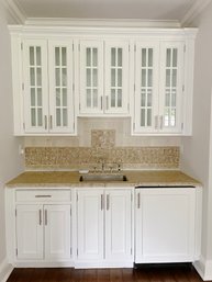 A Custom Birchcraft Granite Top Wet Bar - Sink - Rohl 3 Piece Faucet And Mini Fridge