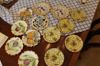 13 Handpainted 6 In Dishes, Mario Salvini Italian