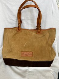 Brown Leather And Suede Handbag By Dooney And Bourke