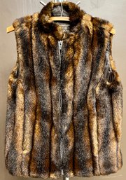 Vintage Retro 1980s Faux Fur Vest - Ralph Lauren - Size Small - Hong Kong - Polyester Acrylic Cotton