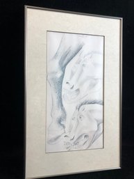 Framed Print Of Pablo Picasso, Study Of Two Horses, Preparatory Sketch For Guernica, Lithograph