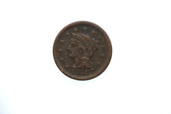 1851 Large Cent Penny Coin