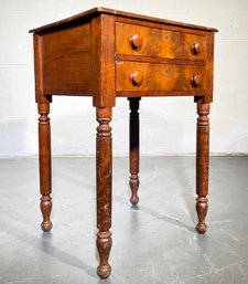 An Antique Pine Nightstand Or End Table