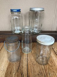 5 Vintage Glass Jars