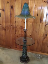 Vintage Lamp Glass Top Side Table