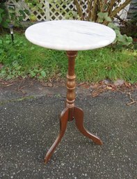 Marble Top Pedestal Side Table Plant Stand
