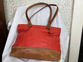 Clark's Red And Brown Leather Handbag