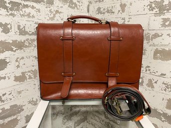 Ecosusi Leather Briefcase/ Attache Case W/ Shoulder Strap