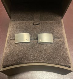 Baily Banks & Biddle Diamond And Titanium Cufflinks . In The Box . Never Worn .