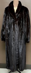 Vintage Full Length Long Mink Coat - Maxine Furs Westport CT - Dark Color - 50 L - 23 Inches Armpit To Armpit