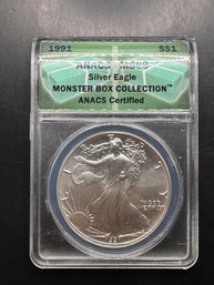 1991 Silver American Eagle Dollar ANACS MS69 ANACS Certified