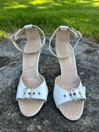 Manolo Blahnik White Leather Sandals Size 37.5