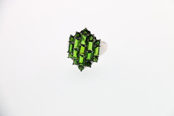 Sterling Silver Green Garnet Ring Size 7