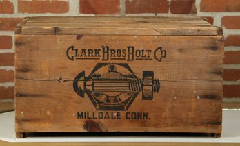 Antique Clark Bros. Bolt Company Of Milldale Connecticut Shipping Crate / Box / Table