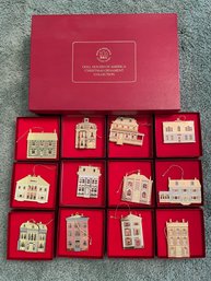 Bing & Grondahl , Dollhouse Of America Christmas Ornaments Collection . 12 Ornaments Set.