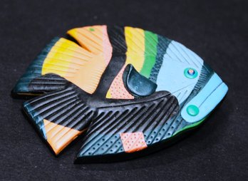 Vintage 1980s Fimo Pottery Tropical Fish Brooch